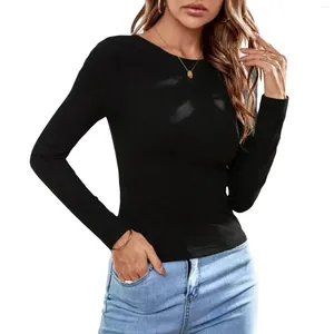 T-shirt da donna T-shirt patchwork in pizzo senza schienale T-shirt nera a maniche lunghe girocollo Slim Fit Top Camicia che tocca il fondo Streetwear