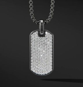 Kedjor Pave CZ Army Tag Pendant Men Necklace Fashion Rostfritt stål Box Chain Ncklace för Jewerly Gift9067961
