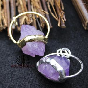 Pendant Necklaces Brand Natural Amethysts Stone Pendants Raw Ore Purple Crystal Necklace Charms Jewelry Making Gem Wholesale Supplier