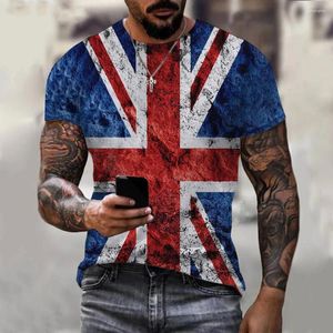 Herr t-skjortor England brittisk flagga 3D-tryck t-shirt sommarmän kvinna mode kort ärm överdimensionerad harajuku streetwear kid tees topps