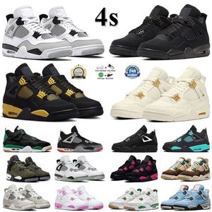 Jordab 4 4s designer Scarpe da basket da uomo Black Cat Military Black Thunder Cacao Frozen Moments University Blue Pine Green Seafoam Uomo Scarpe da ginnastica Sportive Sneakers