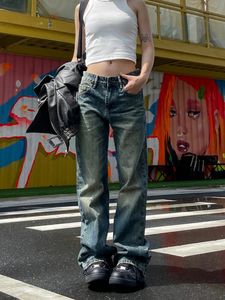 Women S Jean Korean Fashion Y2K Usuł Bell Bottom Spodni Winter Prosta Lega swobodna streetwear workowane uliczne niebieskie dżinsowe spodnie 231201