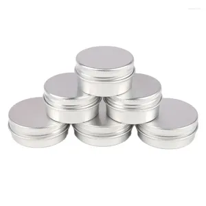 Förvaringsflaskor 10 st/parti påfyllningsbar tom burk te aluminium pot metall tenn runda ljus kryddor med skruvlock kosmetiska behållare