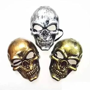 Party Masks Halloween Adts Skl Mask Plastic Ghost Horror Gold Sier Face Unisex Masquerade Prop FY3786 Drop Delivery Home Garden Fest DHBXT