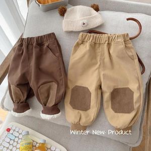 Trousers Korean Autumn Winter Child Boys Casual Pants 0-6 Years Baby Plush Thickened Kid Solid Versatile Warm Trouser