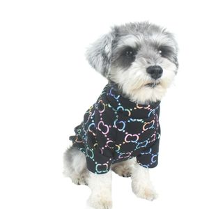 5L2R Dog Apparel Trendy Brand Pet Dog Clothing Autumn and Winter Colorful Hot Stamping Base Shirt Fadou Schnauzer Teddy Liten medelstor T-shirt Casual