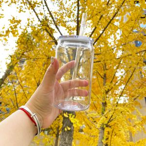 16oz plastic acrylic with pp lid and straw cold drink recyclable drinking tumblers Coffee Mug clear transparent 60pcs/case for UV DTF wraps ready to ship