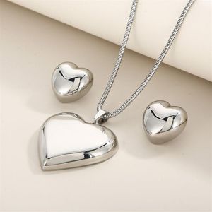 Zestawy biżuterii w kształcie serca w kształcie serca i okrągłe kółko łańcucha łańcucha naszyjnik