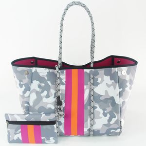 Camouflage Strandtasche Neopren Tragetaschen Taschen Neopren Große Luxushandtasche Wasserdicht Sommer Reise Umhängetasche Mehrzweck Damen Hobo Shopping Geldbörsen