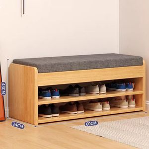 A simple shoe rack integrated with a shoe changing stool and a doorstep shoe cabinet for household use