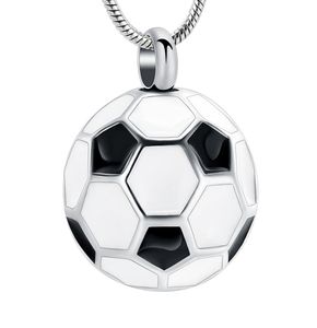 IJD10749 Stainless Steel Soccer Ball Cremation Charm Urn Pendant Hold Human AshesBlackWhite Enmael football Memorial Jewelry1038427