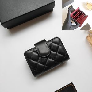 Luxury c fashion designer women card holder fold flap classic pattern caviar lambskin wholesale black woman small mini wallet purses color Pebble leather wallet