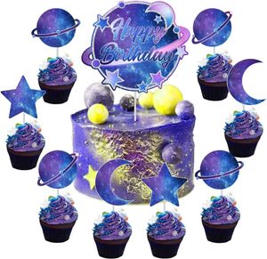 Cake Tools 25pcs Galaxy Birthday Cake Decorations Solar System Happy Birthday Cake Topper for Outer Space Themed Birthday Party Supplies 231130