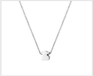 European and American titanium steel bear necklace female stainless steel jewelry cute bear animal pendant necklace10462858452