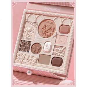 Eye Shadow Cheerflor angel embossed eye shadow board powder blusher highlight veneer cow milk tea earth color 231201