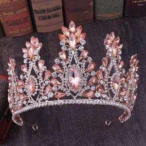 Hårklipp barock rosguld färg kristall brud tiaras kronor stora strass diadem slöja tiara brud pannband bröllop tillbehör