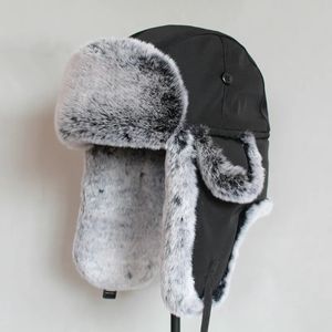 Czapki traperowe zimowy kapelusz bombowy dla mężczyzn Faux futra rosyjskie Ushanka Kobiety grube ciepłe czapkę z klapami ucha 231130
