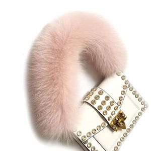 Bag Parts Accessories 55/130cm Replacement Bag Strap Genuine Real Fox Fur Handbag Shoulder Straps Handle For Women Purse Belts Winter Accessories R25 231130