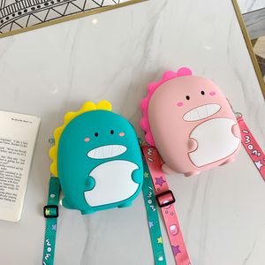 Lovely Dinosaur Messenger Bag Cute Girl Travel Wallet Children Backpack Silicone Mini Satchel Bag Crossbody Bags Kids Cartoon Bags
