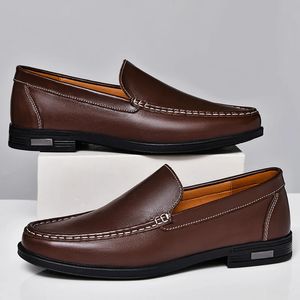 Kleid Schuhe Echtes Leder Männer Loafer Slip on Business Casual Klassische Weiche Mokassins Atmungsaktive Wohnungen Fahren 231130