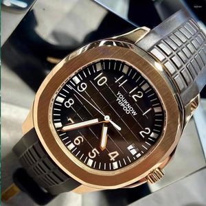Relógios de pulso 42mm homens automáticos relógio safira 316 aço inoxidável relógios de silicone homem à prova d'água original miyota 8215 mecânico
