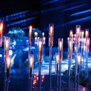 Mode bröllop dekoration mittpunkten kandelabra klara ljusstakhållare akrylljusstakar för evenemangsfest leveranser 10 st toppkvalitet
