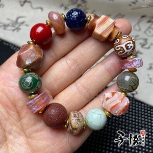 Strand Old Agate Tripé de duas cabeças Duobao Tibet Beads Pulseira