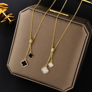 Elegant Classic 4/Four Leaf Clover Halsband berömda designer smycken för kvinnor flera hängsmycken halsband bröllop gåva hög kvalitet 18 k guld pläterad