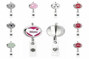 Mimi papa dad mom paw 30mm 316L Staiinless Steel ID Integrated Diffuser Badge Holder Retractable Pendant Aromatherapy Necklace 10p6665283