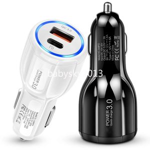 30W 3A QC3.0 Car Chargers PD Type-c Fast Quick Charge Car Cigarette Lighter Adapter Charger For Iphone 13 14 15 Samsung Xiaomi Huawei Android b1
