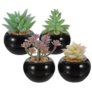 Decorative Flowers 4 Pcs Faux Plant Simulated Bonsai Succulents Plants Artificial Decor Miniature Fake Potted