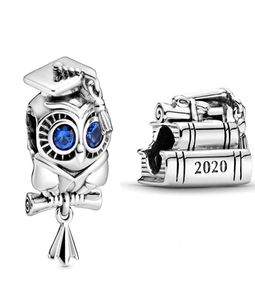 Nova coruja sábia e 2020 livros de formatura encantos 925 prata esterlina charme caber contas pulseiras colar diy para jóias femininas 798910c7713636