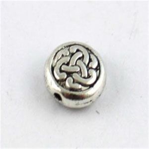 120PCS Tibetan silver metal celtic knot flat beads 9 5mm A89342872