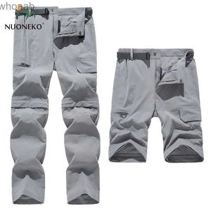 メンズパンツNuoneko New Elastic Mens Hiking Pants Outdoor Sport Summer Quick Dry Waterproof Detachable Camping Trekking Crimbing Cargo Pants YQ231201