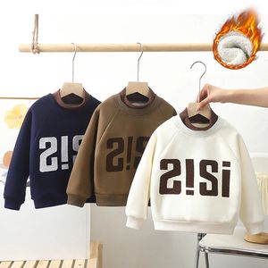 Pullover Children High Collar Sweater Winter Boys Long Sleeve T shirt Small and Medium sized Plush Warm 231201