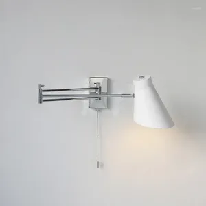 Wall Lamp Foldable Extendable Arms Industrial Metal Lamps For Bedside Reading White Black Red Light With EU Plug In E27 LED