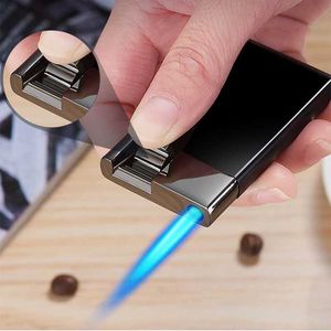 No Gas Lighter Metal Lighters Smoking Accessories Blue Flame Butane Jet Torch Cigarettes Gadgets For Men Gift