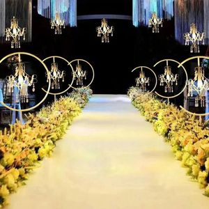 New Customized Size Wedding Metal gold Arch Stand Hanging Chandeliers Wedding Stand Decoration 0012