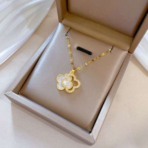 Designer van trevo colar moda diamantes trevo pingente colar com concha reversível 18k jade senhoras presentes de luxo