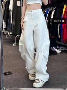 女性のための女性のジーンズは白いカジュアルなヴィンテージストリートウェアモップデニムパンツハイストリートY2Kワイドレッグズボンの女性服