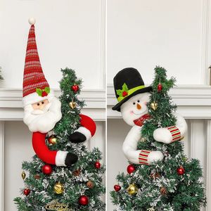 Decorações de Natal suprimentos decorativos árvore topo estrela velho boneco de neve chapéu decoração casa cena 231130