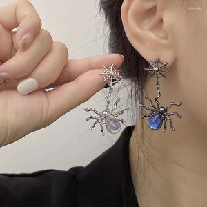 Stud Earrings Dark Gothic Spider Web Chain Ear Bone Clip For Women Girls Punk Asymmetric Jewelry Halloween Party Gifts