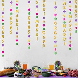 Party Decoration Mardi Gras Fat Tuesday Decorations Purple Gold Green Circle Paper Garlands hängande streamer för leveranser