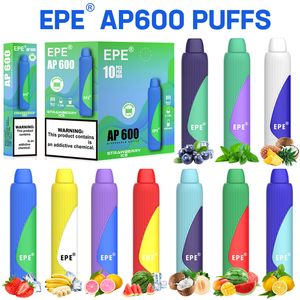 Puff 600 Original EPE AP600 Einweg-Vape-Stift, 10 Geschmacksrichtungen, 2-ml-Gerätekapseln, 430-mAh-Akku, E-Liquid, schlanker Vape-Stift