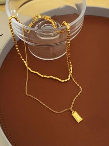 Pendant Necklaces Fashion Jewelry Rectangle Double-chain Brass With 18K Gold Plating Specific Character Female Necklace Gifts For Women