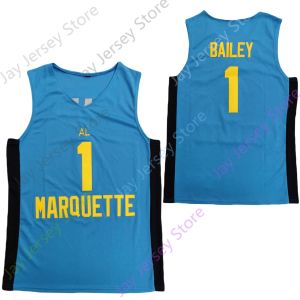 2020 Nova NCAA Marquette Golden Eagles Jerseys 1 Brendan Bailey College Basketball Jersey Tamanho Jovem Adulto