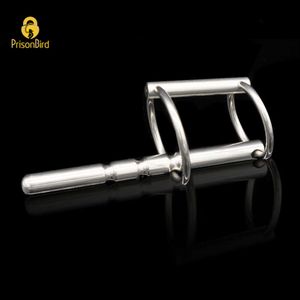 New Prison Bird Male Stainless Steel Penis Urinary Plug with 2 size Cock ring Urethra Catheter Sexy Toy Urethra Stimulate DilatorA010