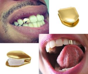 Hip Hop Denti d'oro Grillz Griglie superiori e inferiori Bocca dentale Punk Denti Caps Cosplay Party Dente Rapper Gioielli Gift9819259