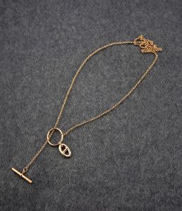 Pig Nose Hollow Necklace Women Sweater Chain 14k Golden Long Necklaces Charms Wedding Jewelry9151347