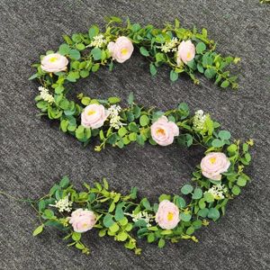 Decorative Flowers Long-lasting Artificial Roses Realistic Vine Elegant Rose Garland For Wedding Party Decoration